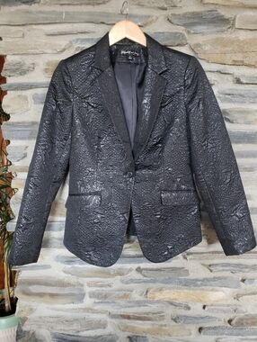 Elizabeth And James Jacquard Black Blazer 6